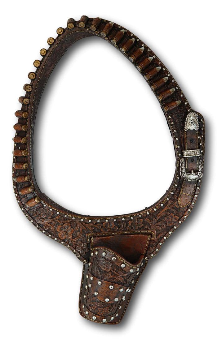 Ebros Gift Rustic Western Cowboy Turquoise Tooled Floral Pistol Gun In Holster Hand Mirror