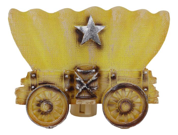 Ebros Gift Rustic Western Cowboy Vintage Wheeled Wagon Wall Plug In LED Night Light