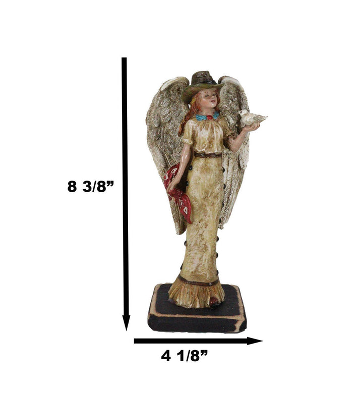 Ebros Gift Rustic Western Cowgirl Angel Wearing Cowboy Hat With Dove In Her Hand Figurine