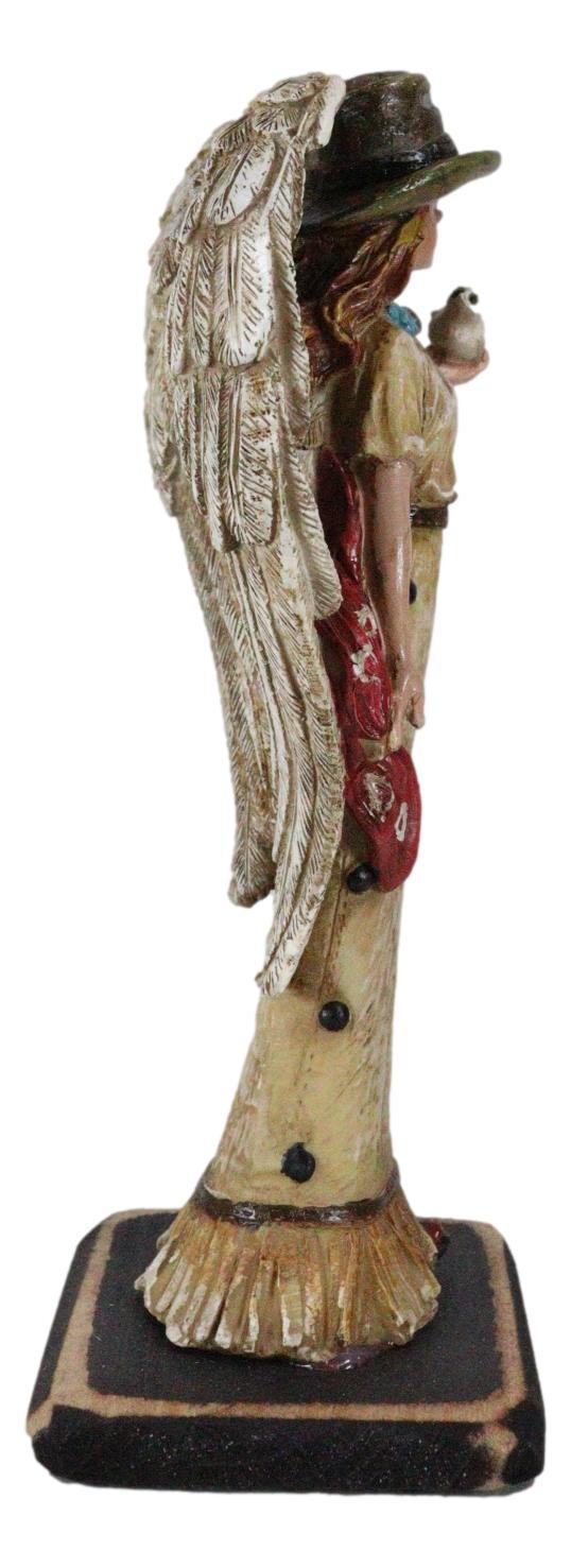 Ebros Gift Rustic Western Cowgirl Angel Wearing Cowboy Hat With Dove In Her Hand Figurine