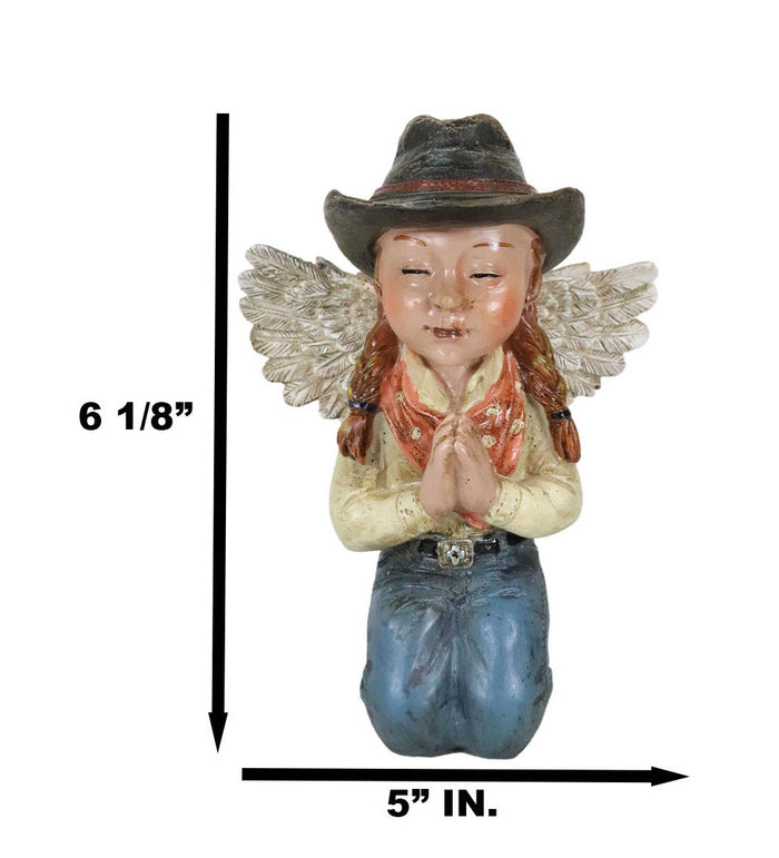 Ebros Gift Rustic Western Cowgirl Angel Wearing Hat And Jean Praying On Her Knees Figurine