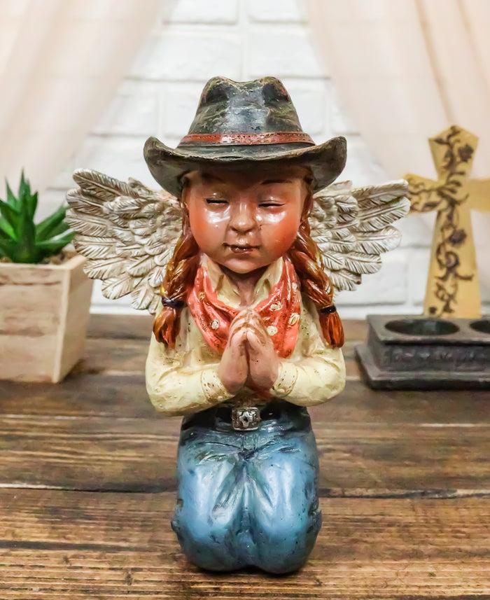 ebros gift Rustic Western Cowgirl Angel Wearing Hat And Jean Praying On Her Knees Figurine