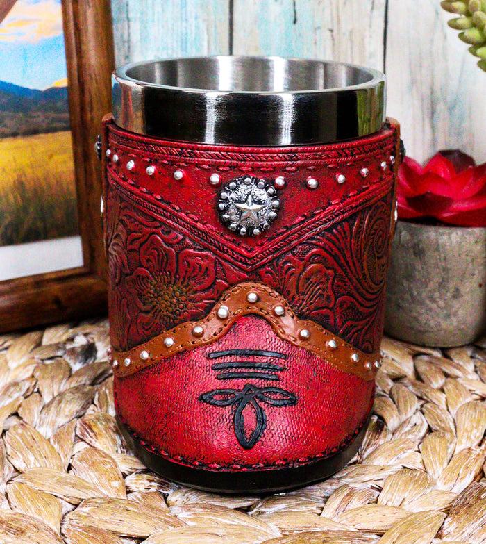 Ebros Gift Rustic Western Cowgirl Boot W/ Lone Star Floral Faux Tooled Leather Coffee Mug