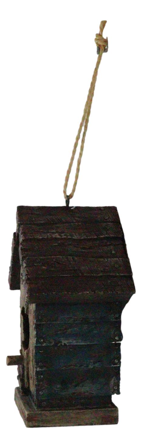 Ebros Gift Rustic Western Cozy Faux Wooden Cabin Birdhouse Bird Feeder House Branch Hanger