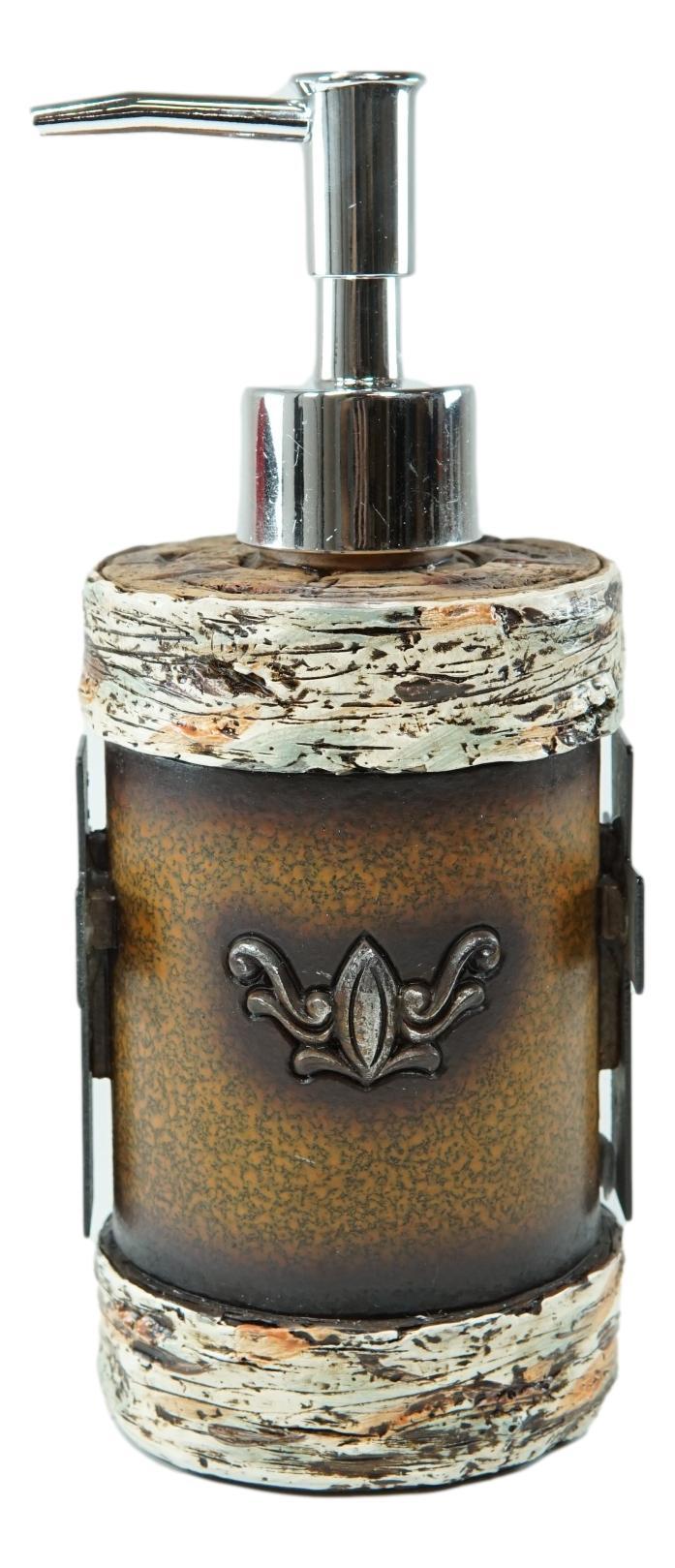 Ebros Gift Rustic Western Cross With Birchwood Accent Liquid Soap Or Lotion Pump Dispenser