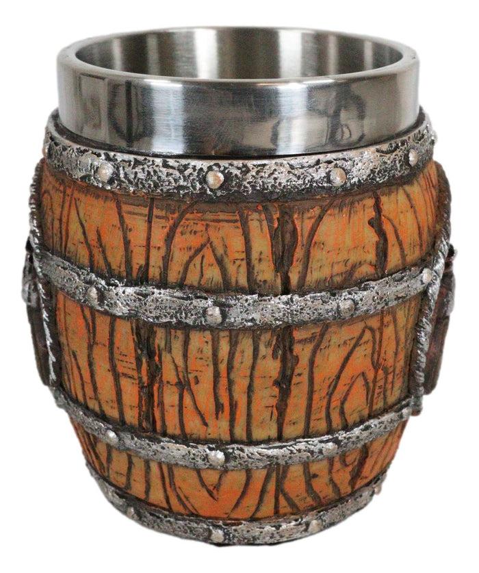 Ebros Gift Rustic Western Crossed Dual Revolver Pistol Guns In Faux Wood Bourbon Barrel Mug