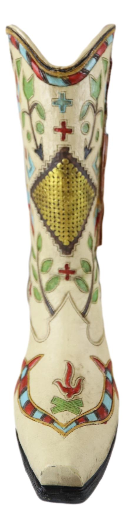 Ebros Gift Rustic Western Crosses Arrows Stars Tassel Frills Cowgirl Boot Vase Figurine