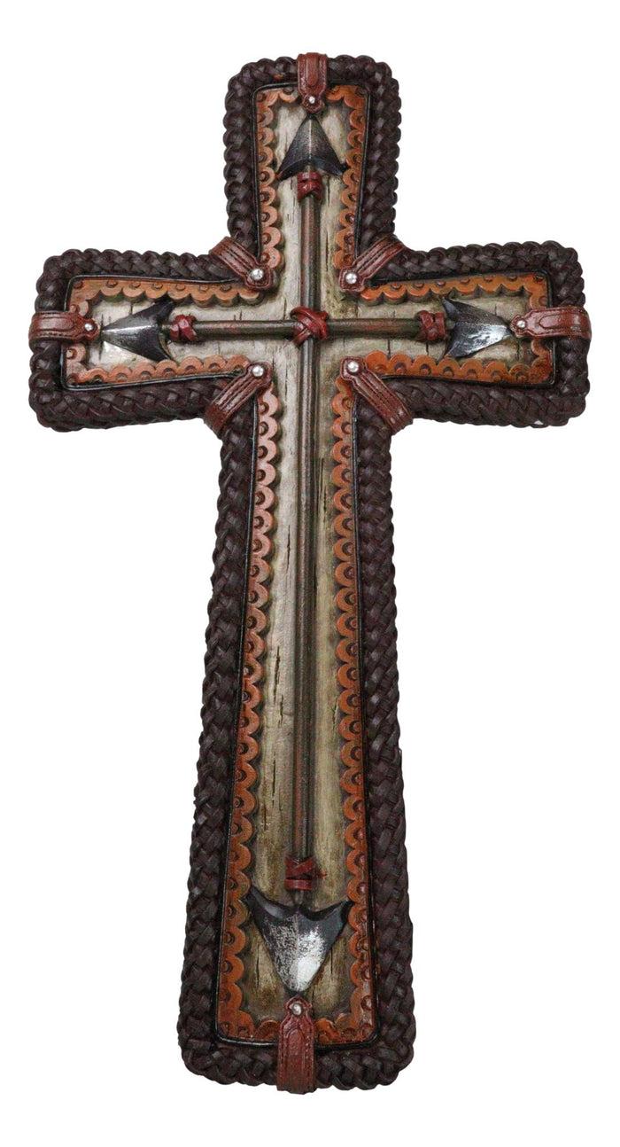 ebros gift Rustic Western Double Edged Arrows With Faux Woven Wicker Borders Wall Cross