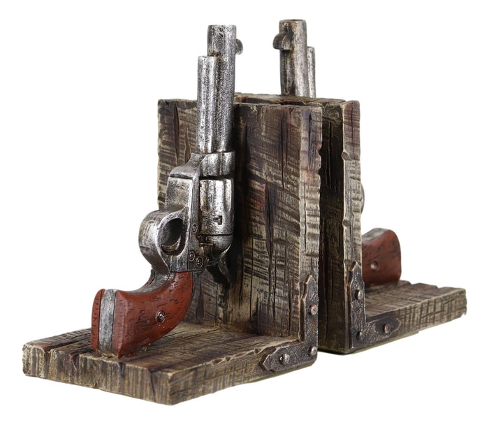 Ebros Gift Rustic Western Double Revolvers Six Shooter Gun Pistols Bookends Figurine Set