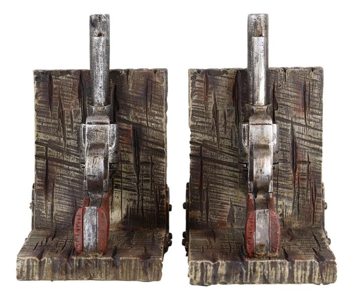 Ebros Gift Rustic Western Double Revolvers Six Shooter Gun Pistols Bookends Figurine Set