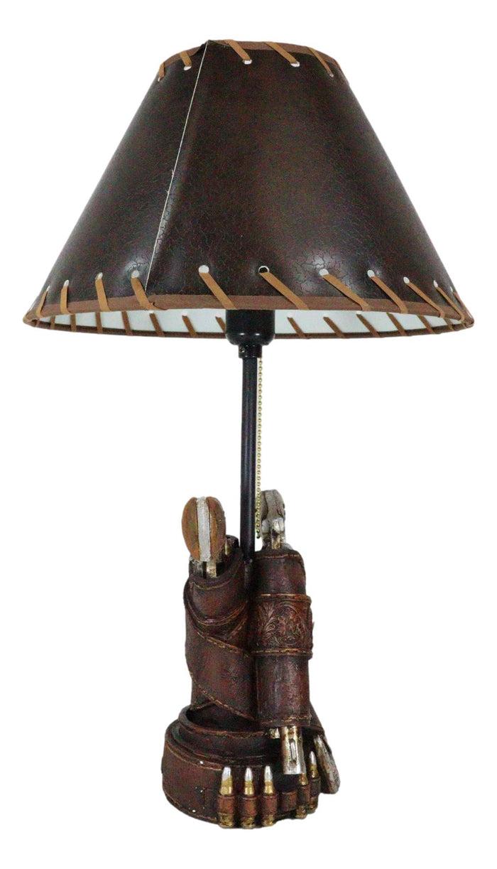 Ebros Gift Rustic Western Double Six Shooter Gun Pistols In Holsters Cowboy Belt Table Lamp