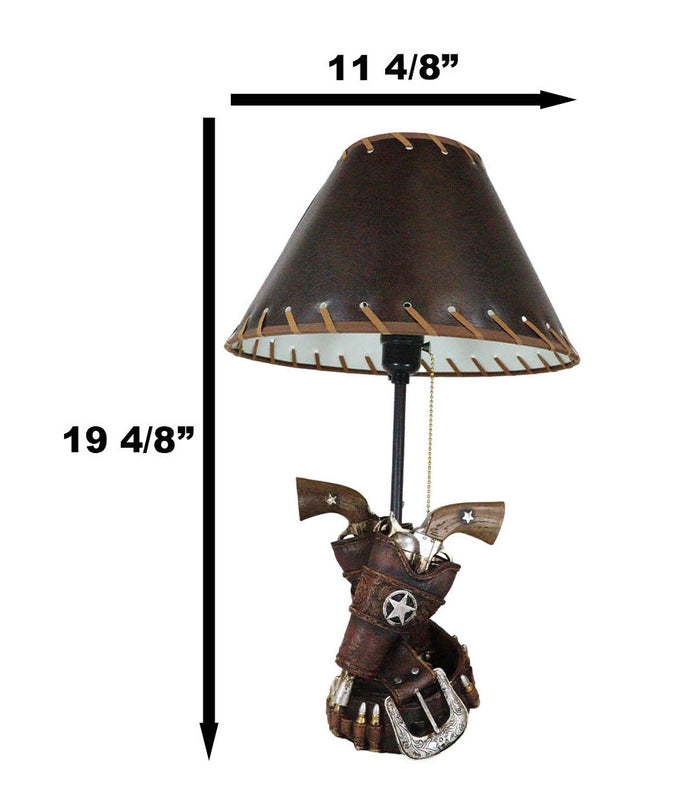 Ebros Gift Rustic Western Double Six Shooter Gun Pistols In Holsters Cowboy Belt Table Lamp