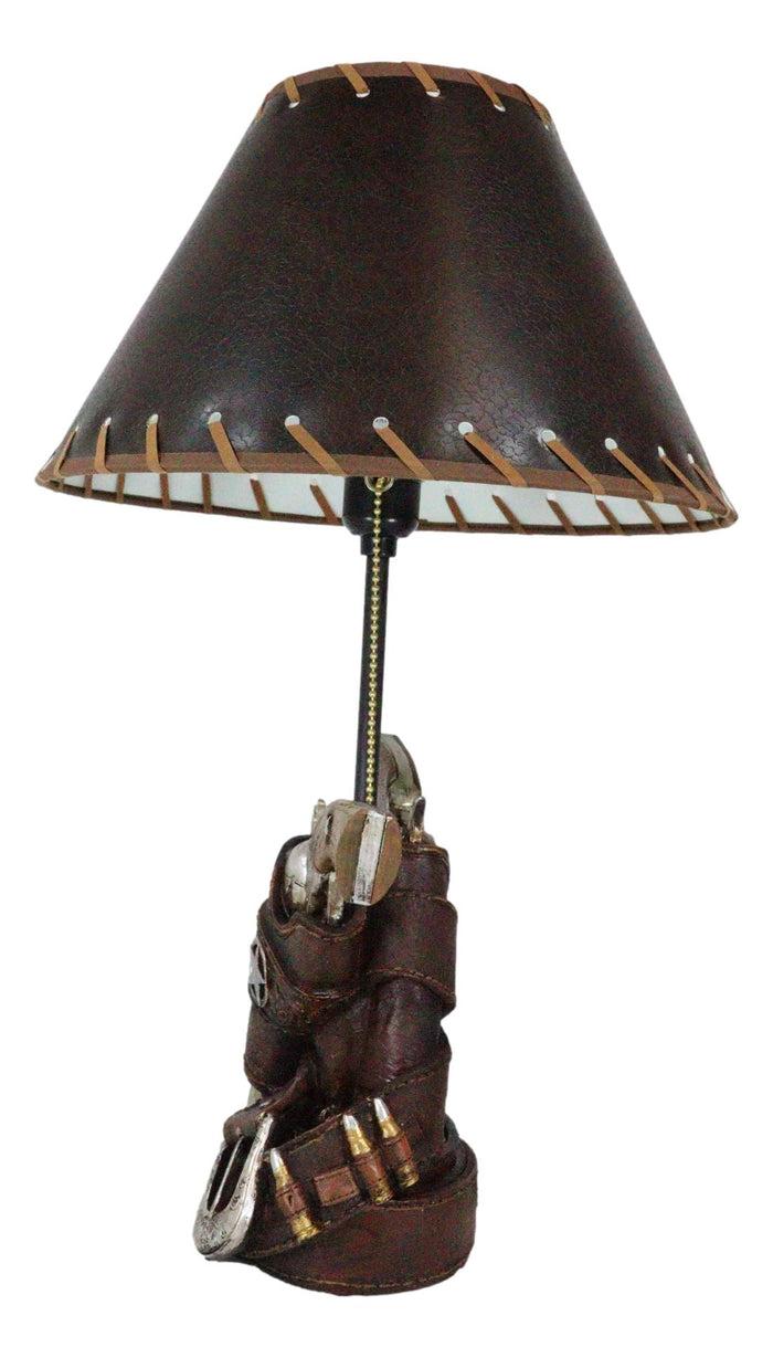 Ebros Gift Rustic Western Double Six Shooter Gun Pistols In Holsters Cowboy Belt Table Lamp