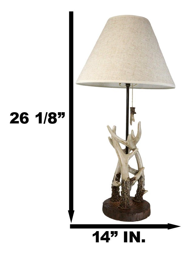 Ebros Gift Rustic Western Entwined Stag Deer Antlers On Tree Ring Table Lamp With Shade