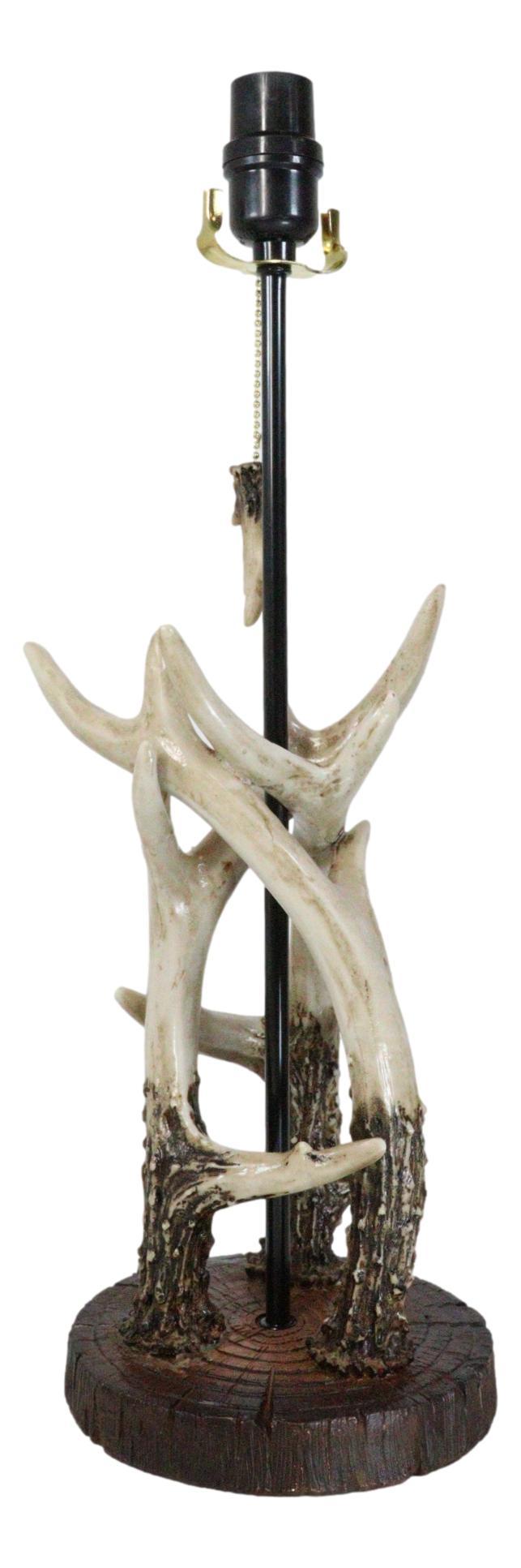 Ebros Gift Rustic Western Entwined Stag Deer Antlers On Tree Ring Table Lamp With Shade