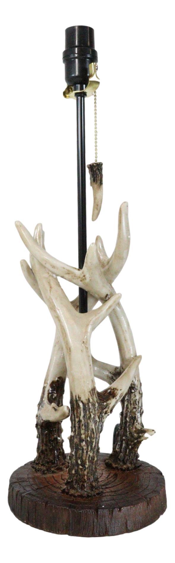 Ebros Gift Rustic Western Entwined Stag Deer Antlers On Tree Ring Table Lamp With Shade