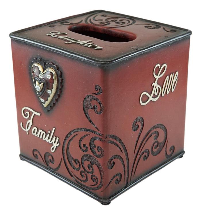 Ebros Gift Rustic Western Family Love Bless This Home Scroll And Heart Tissue Box Cover