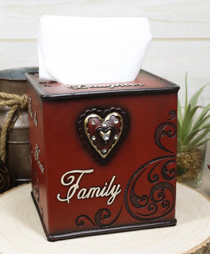 ebros gift Rustic Western Family Love Bless This Home Scroll And Heart Tissue Box Cover