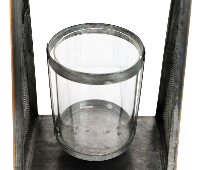 Ebros Gift Rustic Western Farmhouse Galvanized Metal Pillar Candleholder Trapezium Lantern