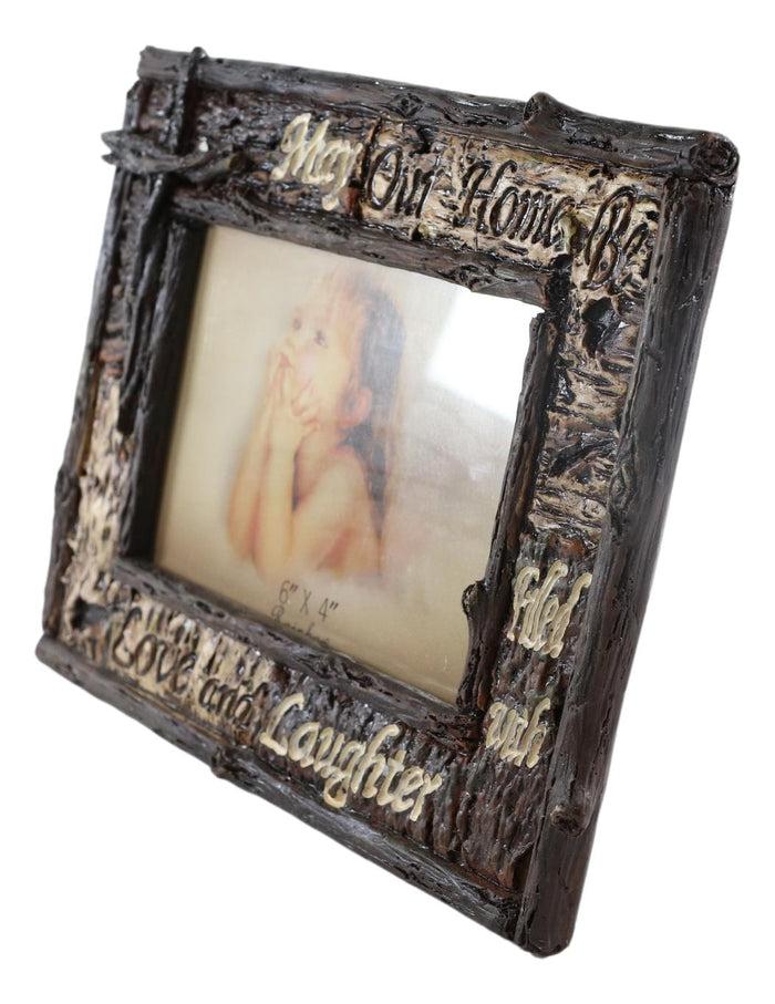 Ebros Gift Rustic Western Faux Branchwood Cross Love And Laughter Photo Frame Sculpture
