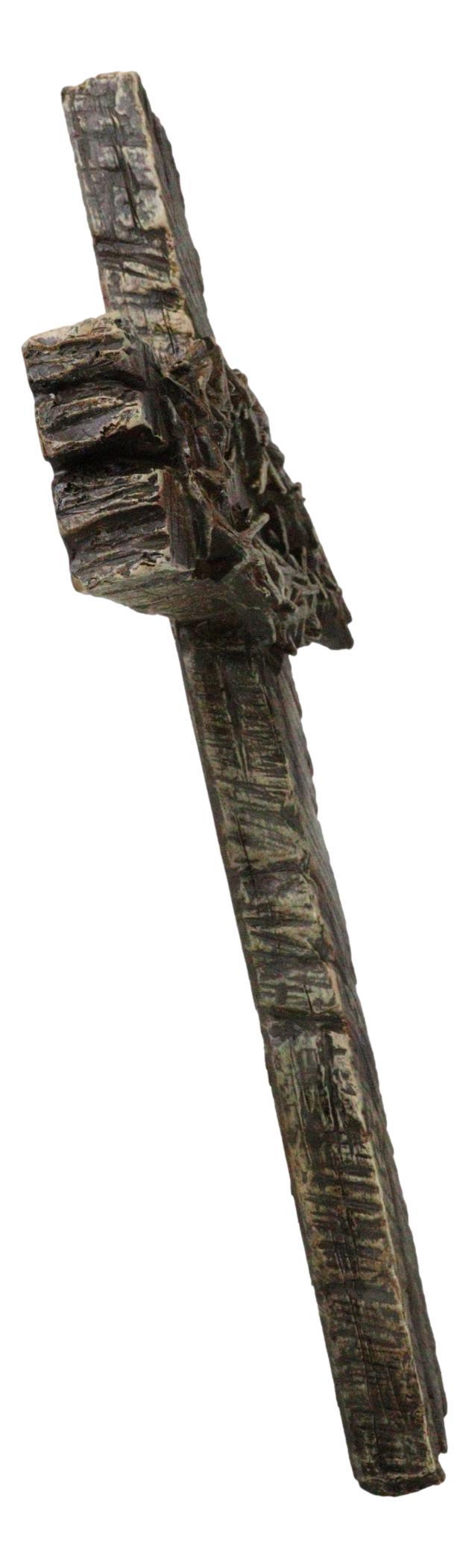 Ebros Gift Rustic Western Faux Distressed Wood Crown Of Thorns Ichthys Fish Wall Cross