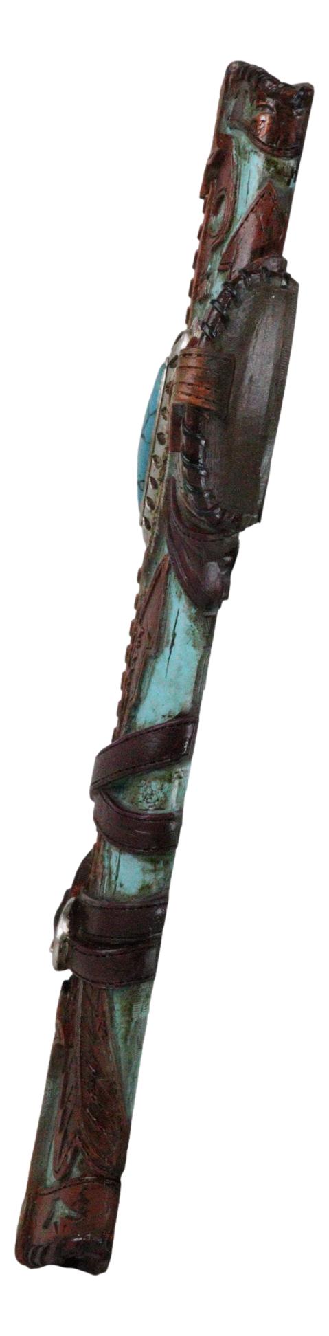 Ebros Gift Rustic Western Faux Leather Aztec Boot Design Turquoise Stone Heart Wall Cross