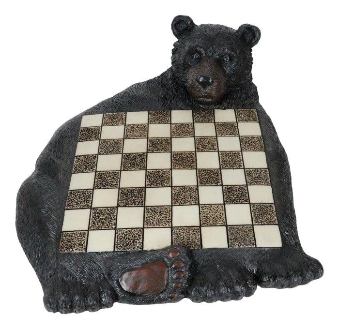 Ebros Gift Rustic Western Forest Black Bear Checkerboard With Bear Paw Color Checkers Set
