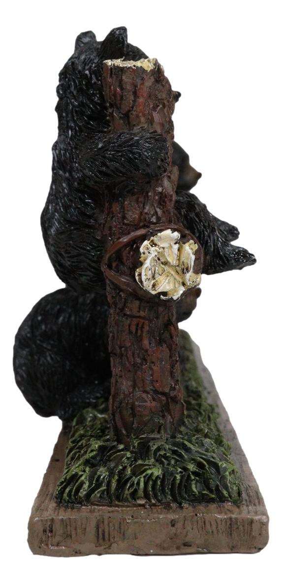 Ebros Gift Rustic Western Forest Black Bear Cubs By Tree Logs HOME Sign Desktop Plaque