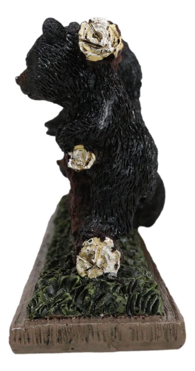 Ebros Gift Rustic Western Forest Black Bear Cubs By Tree Logs HOME Sign Desktop Plaque