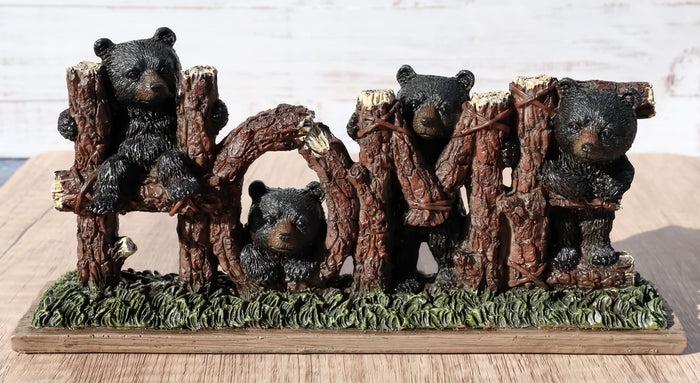 ebros gift Rustic Western Forest Black Bear Cubs By Tree Logs HOME Sign Desktop Plaque