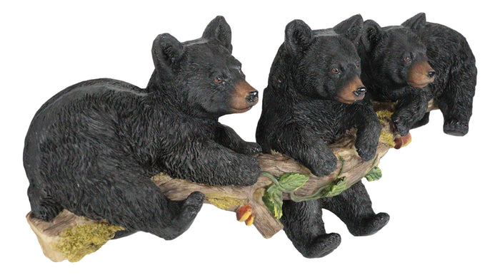 Ebros Gift Rustic Western Forest Black Bear Cubs Frolic Dangling On Tree Branch Wall Decor