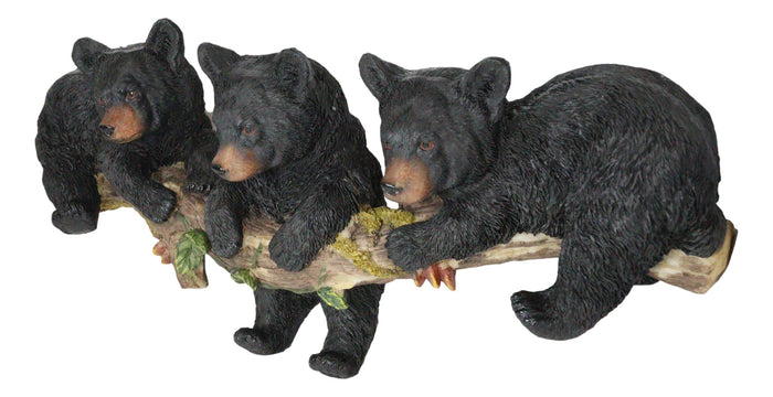 Ebros Gift Rustic Western Forest Black Bear Cubs Frolic Dangling On Tree Branch Wall Decor