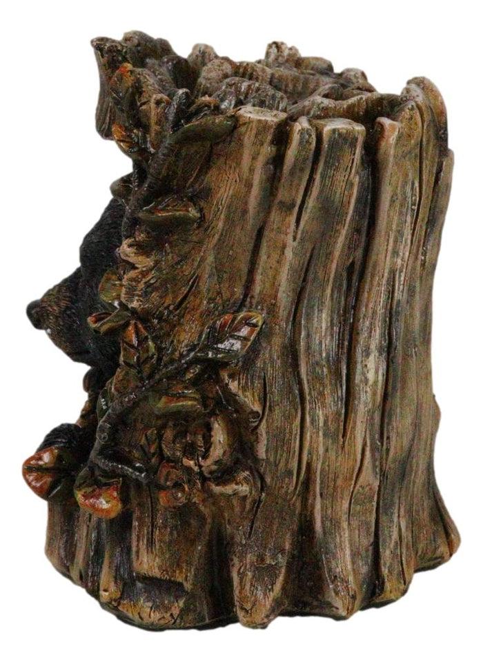 Ebros Gift Rustic Western Forest Black Bear Hiding In Tree Trunk Decorative Figurine