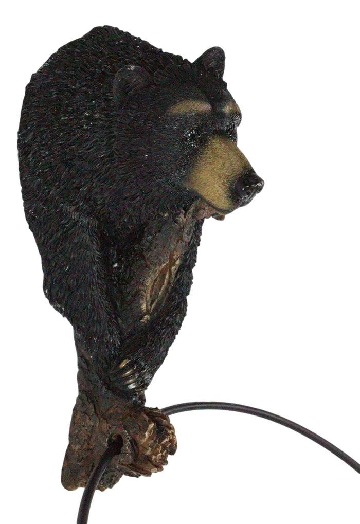 Ebros Gift Rustic Western Forest Black Bear Holding Pinecone Branch Hand Towel Holder Ring