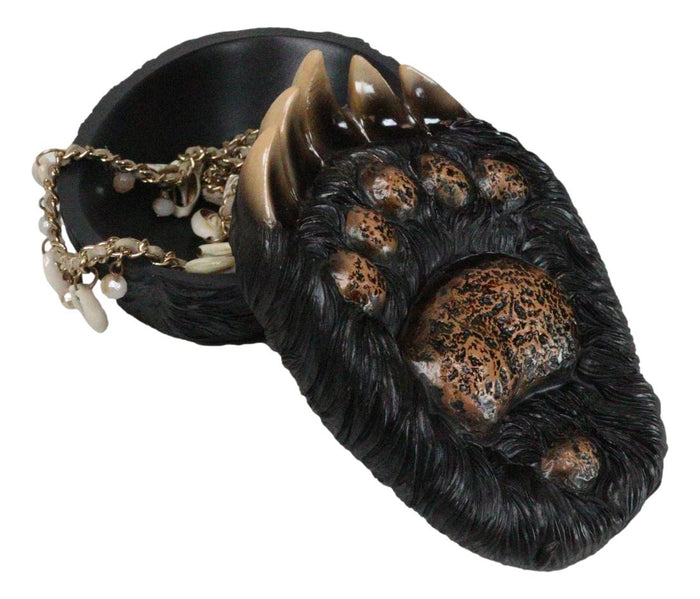 ebros gift Rustic Western Forest Black Bear Long Claws Paw Decorative Trinket Jewelry Box