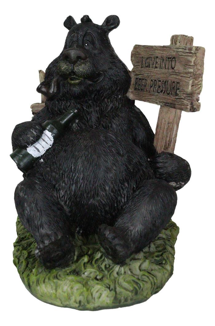 Ebros Gift Rustic Western Forest Drunk Black Bear Smoking Pipe And Drinking Beer Figurine