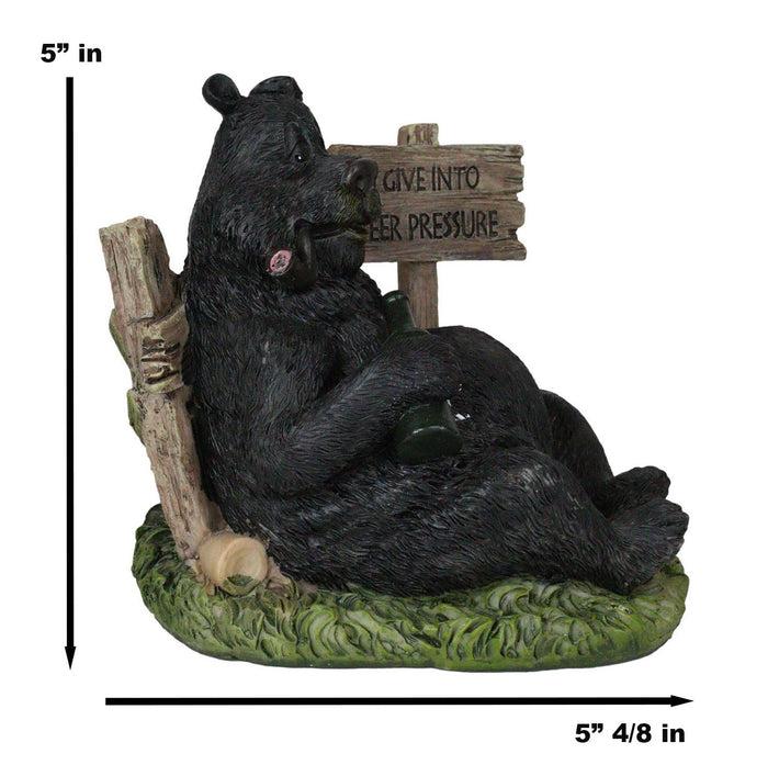 Ebros Gift Rustic Western Forest Drunk Black Bear Smoking Pipe And Drinking Beer Figurine