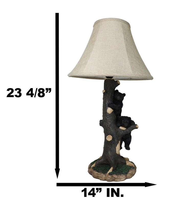Ebros Gift Rustic Western Forest Playful Black Bear Cubs Climbing On Tree Trunk Table Lamp