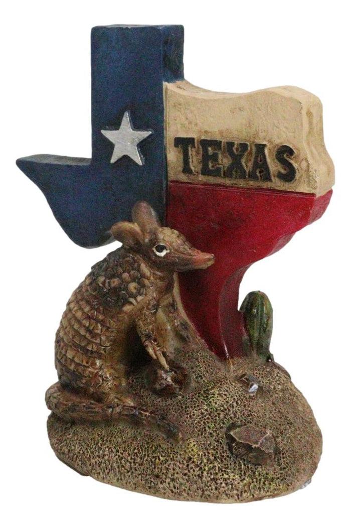 Ebros Gift Rustic Western Greetings Lone Star State Of Texas Map With Armadillo Figurine