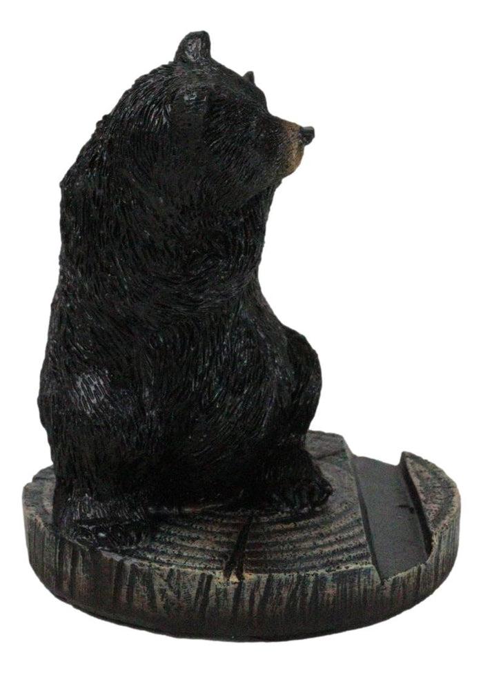 Ebros Gift Rustic Western Hide And Seek Black Bear On Tree Ring Cell Phone Holder Figurine