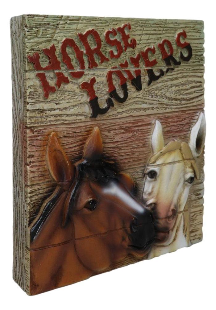 Ebros Gift Rustic Western Horse Couple Lovers Faux Wood Wall Decor Frameless Picture Plaque