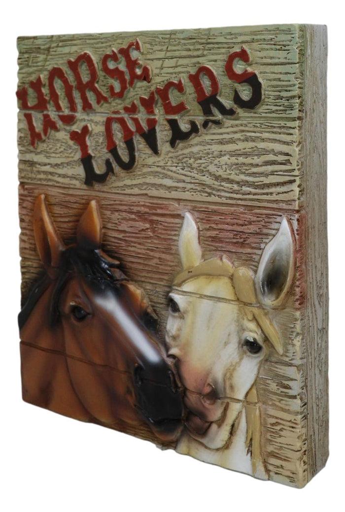 Ebros Gift Rustic Western Horse Couple Lovers Faux Wood Wall Decor Frameless Picture Plaque