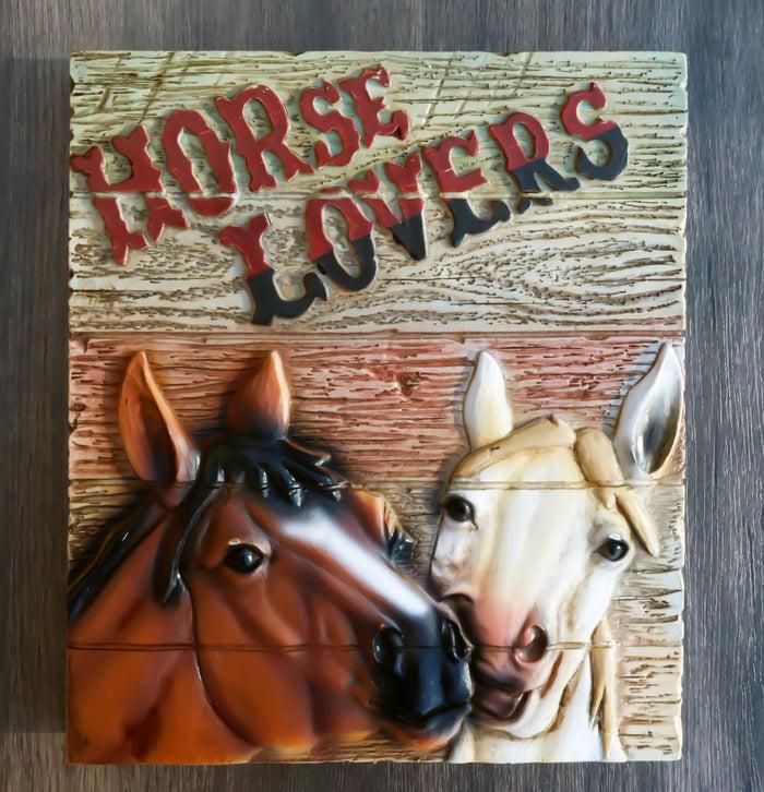 ebros gift Rustic Western Horse Couple Lovers Faux Wood Wall Decor Frameless Picture Plaque