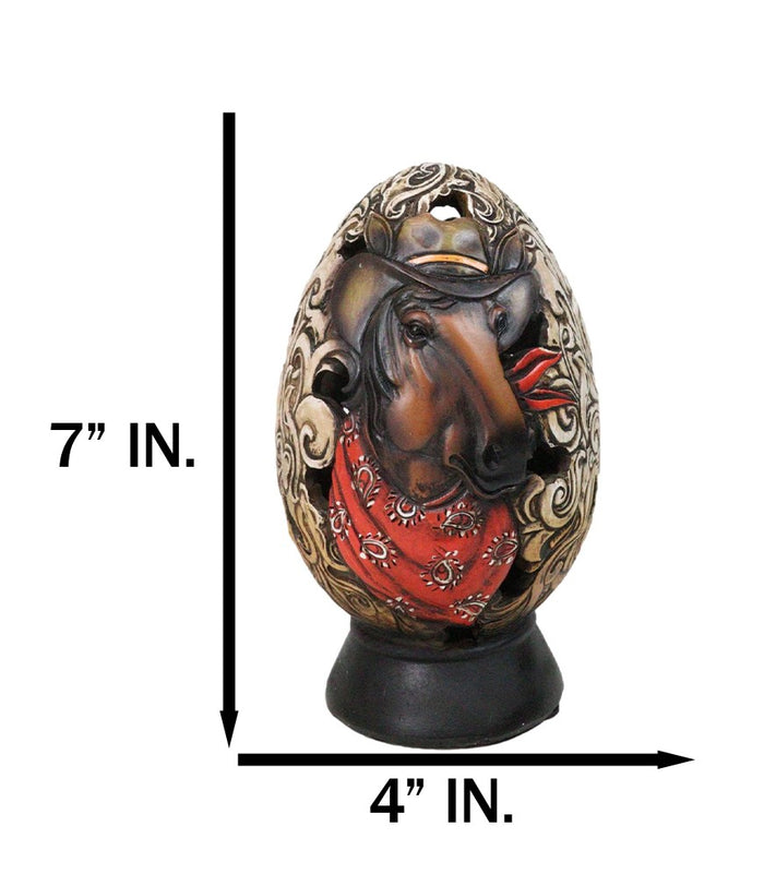 Ebros Gift Rustic Western Horse With Cowboy Hat And Red Scarf Egg Money Piggy Bank Figurine