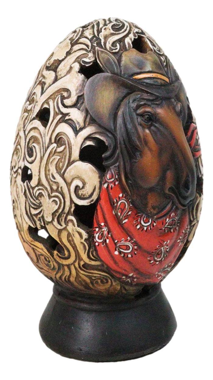 Ebros Gift Rustic Western Horse With Cowboy Hat And Red Scarf Egg Money Piggy Bank Figurine