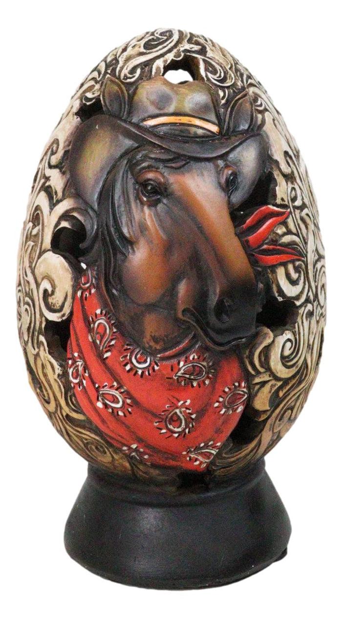 ebros gift Rustic Western Horse With Cowboy Hat and Red Scarf Egg Money Piggy Bank Figurine