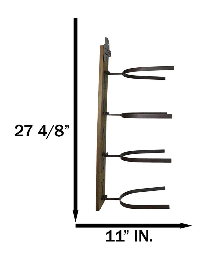 Ebros Gift Rustic Western Howdy 4 Slot Cowboy Cowgirl Hats Wall Rack Hanger Organizer