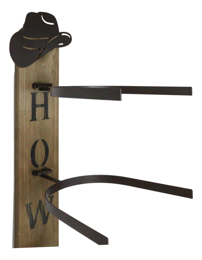 Ebros Gift Rustic Western Howdy 4 Slot Cowboy Cowgirl Hats Wall Rack Hanger Organizer
