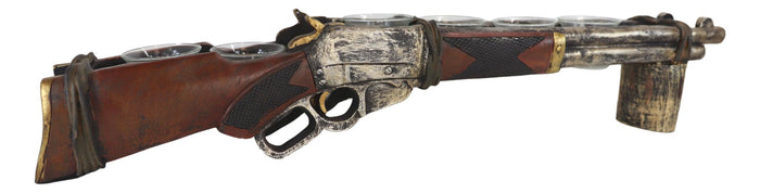 Ebros Gift Rustic Western Hunter Rifle Gun 6 Votive Tea Light Glass Inserts Candle Holder