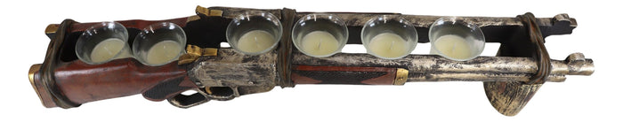 Ebros Gift Rustic Western Hunter Rifle Gun 6 Votive Tea Light Glass Inserts Candle Holder